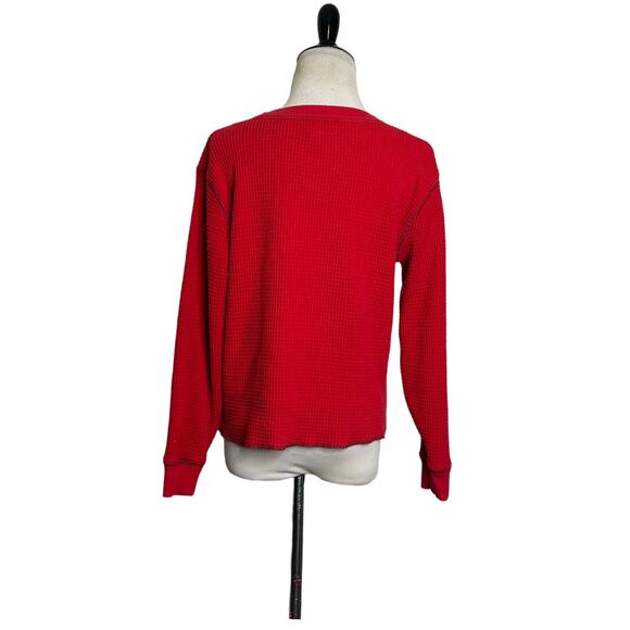 Madewell red waffled long sleeves sweatshirt size small - Picture 3 of 7